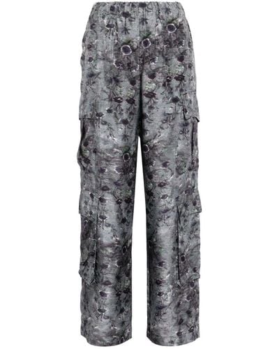 JNBY Abstract-print Wide-leg Trousers - Grey