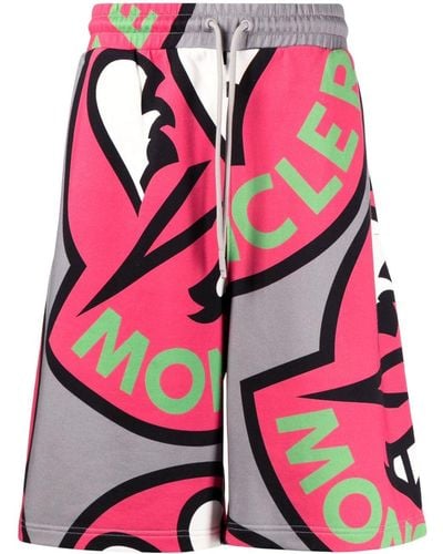 Moncler Shorts Met Logoprint - Roze