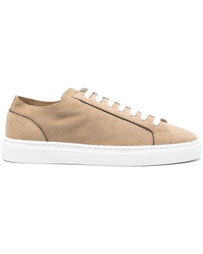 Doucal's Monili Chain-detail Suede Sneakers - Natural