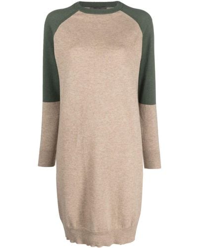 Lorena Antoniazzi Colour-block Cashmere Knitted Dress - Natural