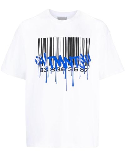 VTMNTS Camiseta con motivo de código de barras - Blanco