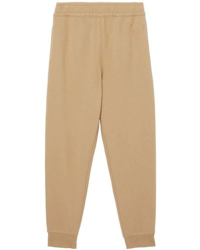Burberry Logo Patch Cotton Track Trousers - Natural