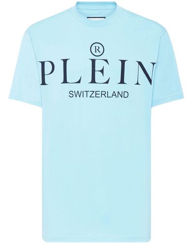 Philipp Plein T-Shirt mit Logo-Print - Blau