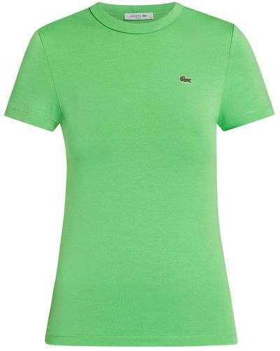 Lacoste T-shirt en coton biologique à logo appliqué - Vert