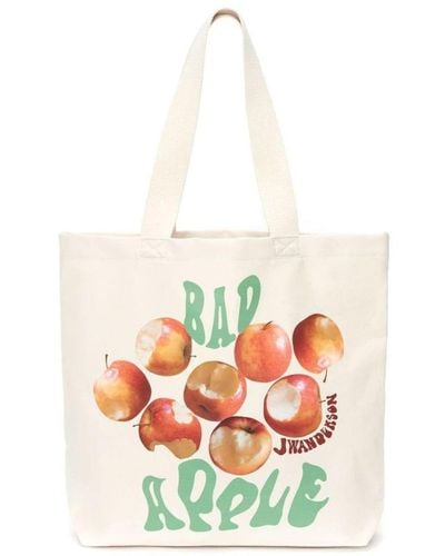 JW Anderson Apple-print Tote Bag - White