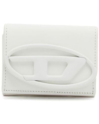 DIESEL Trifod-Portemonnaie aus mattem Leder - Weiß