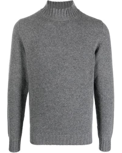 Fedeli High-neck Long-sleeve Sweater - Grey