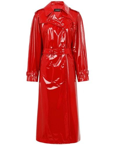 Dolce & Gabbana Doppelreihiger Mantel Aus Lacklederimitat - Rot