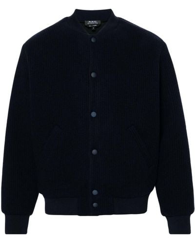 A.P.C. Mick Ribbed-knit Bomber Jacket - Blue