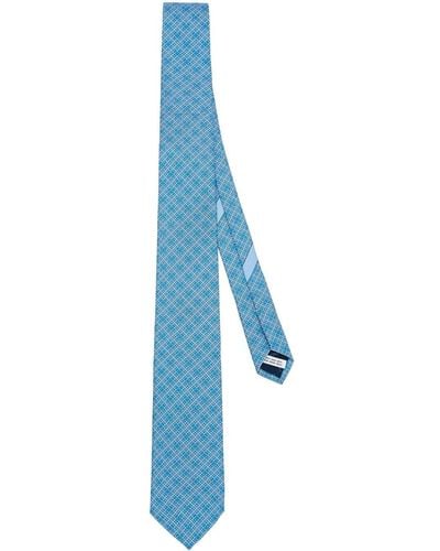 Ferragamo Geometric-print silk tie - Blau