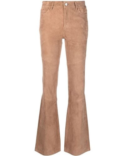 PAIGE Cotton-blend Flared Trousers - Brown