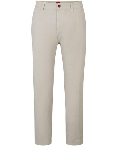 HUGO Slim-cut Cotton Pants - Natural