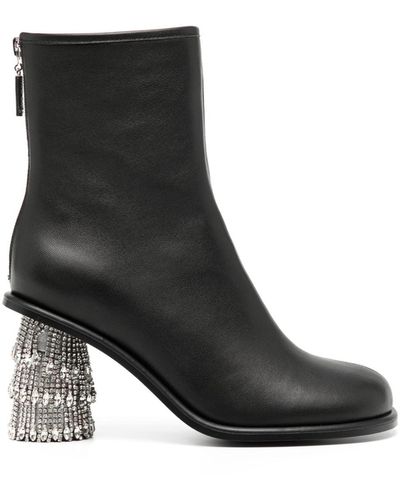 Stine Goya Allison 80mm Crystal-embellished Leather Boots - Black