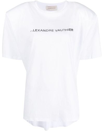 Alexandre Vauthier Logo-print Shoulder-pad T-shirt - White