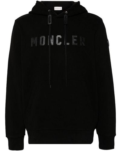 Moncler Logo-appliqué cotton hoodie - Negro