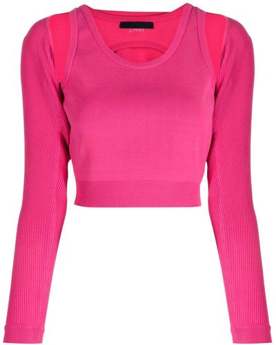 Juun.J Cut-out Layered Cropped Top - Pink