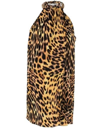 Stella McCartney Leopard-print Halterneck Dress - Metallic