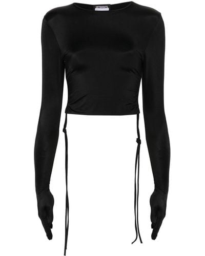 Vetements T-shirt crop à manches longues - Noir