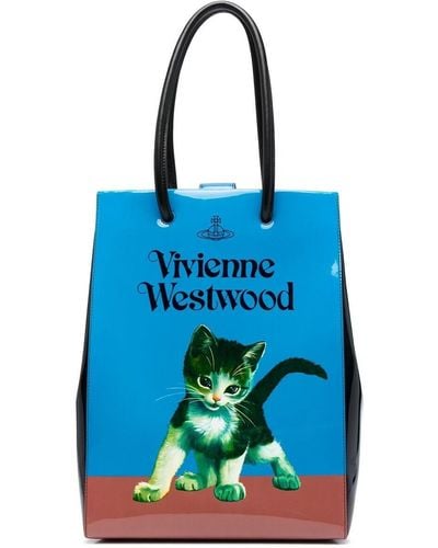 Vivienne Westwood Kitten-print Tote Bag - Blue