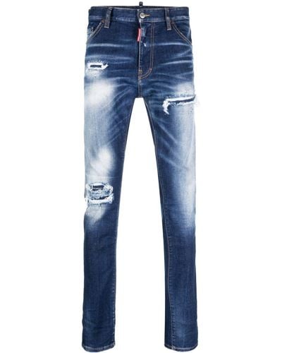 DSquared² Cool Guy Gerafelde Slim Fit Jeans - Blauw