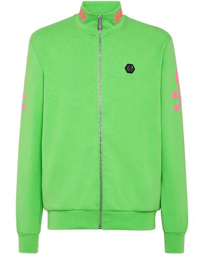 Philipp Plein Embroidered Zip-up Sweatshirt - Green