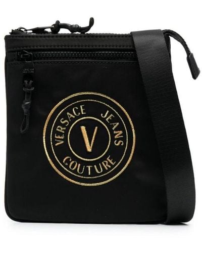 Versace Bolso messenger con parche del logo - Negro