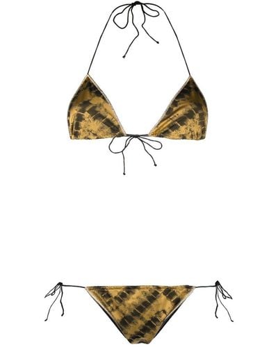 Oséree Tie-dye Print Halterneck Bikini - Metallic