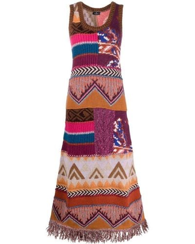 Etro Robe longue en patchwork - Multicolore