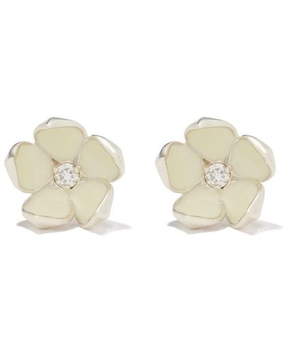 Shaun Leane Silver Cherry Blossom Diamond Large Flower Stud Earrings - Natural