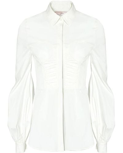 Carolina Herrera Ruched-detail Long-sleeved Blouse - White