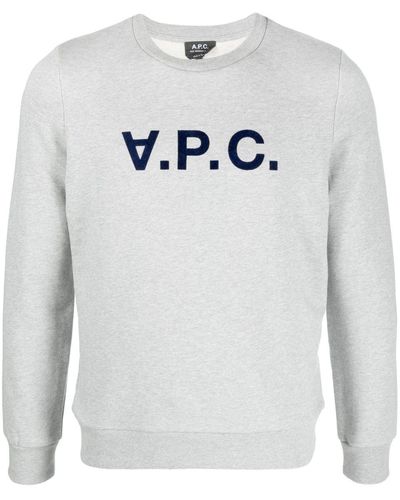 A.P.C. Logo-print Cotton Sweatshirt - Grey