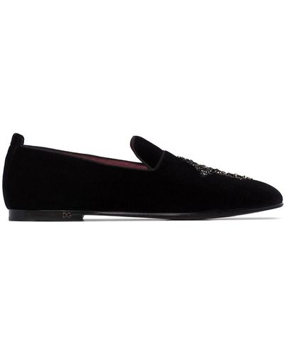 Dolce & Gabbana Vatican embellished velvet slippers - Negro