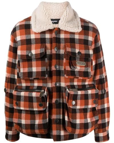 DSquared² Check-print Shearling Jacket - Brown