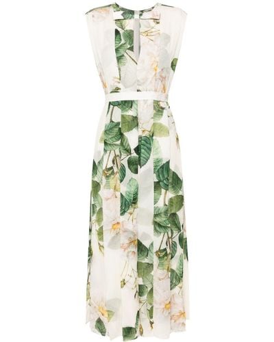 Giambattista Valli Floral-print Silk Dress - Green