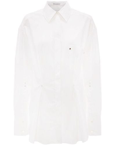 JW Anderson Chemise en coton à détails de plis - Blanc
