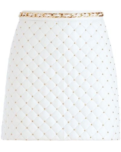 Alice + Olivia Riely Quilted Vegan-leather Mini-skirt - White
