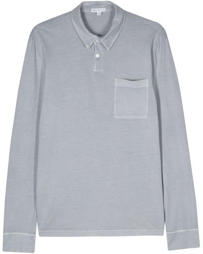 James Perse Jersey Longsleeved Polo Shirt - Gray