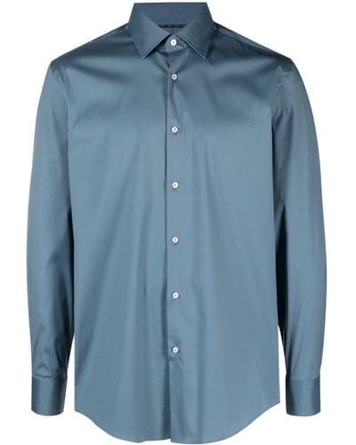BOSS Button-up cotton-blend shirt - Azul