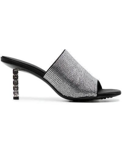 Givenchy G Cube 70mm Rhinestone-embellished Mules - Gray