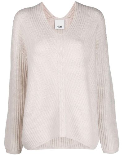 Allude Cable-knit Cashmere Sweatshirt - Pink