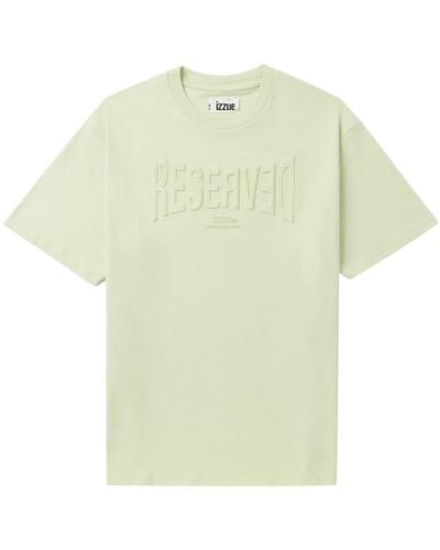 Izzue Debossed-slogan Cotton T-shirt - Green