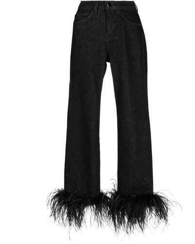16Arlington Feather-detail Slim-cut Jeans - Black