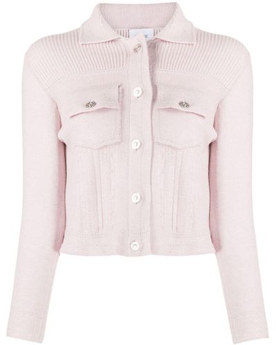 Barrie Ribbed Panel Knitted Jacket - Pink