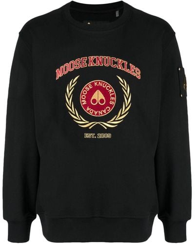 Moose Knuckles Logo-embroidered Cotton Sweatshirt - Black