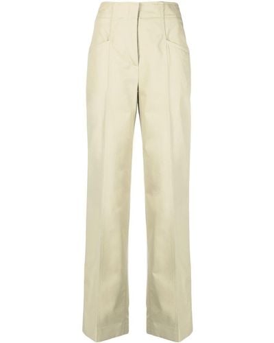 Calvin Klein High-waisted Straight Cotton Trousers - Natural