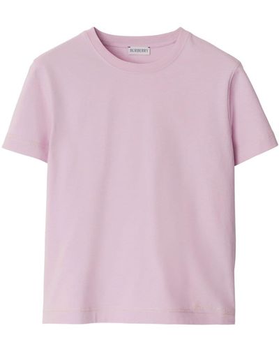 Burberry T-shirt en coton à logo brodé - Rose