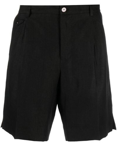 Dolce & Gabbana Pleated Linen Shorts - Black