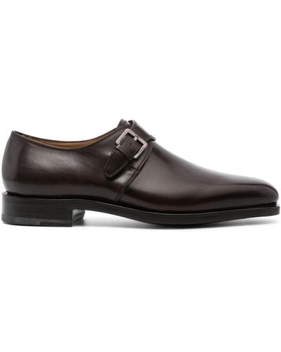 Ferragamo Farley Square-toe Leather Loafers - Brown