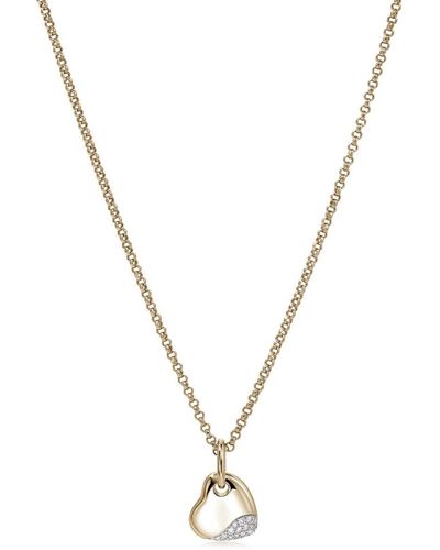 John Hardy 14kt Yellow Gold Pebble Heart Diamond Necklace - Metallic