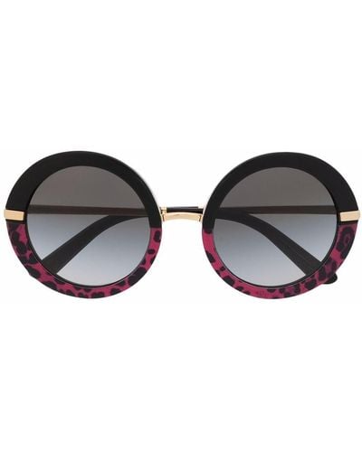 Dolce & Gabbana Half-print Round-frame Sunglasses - Metallic